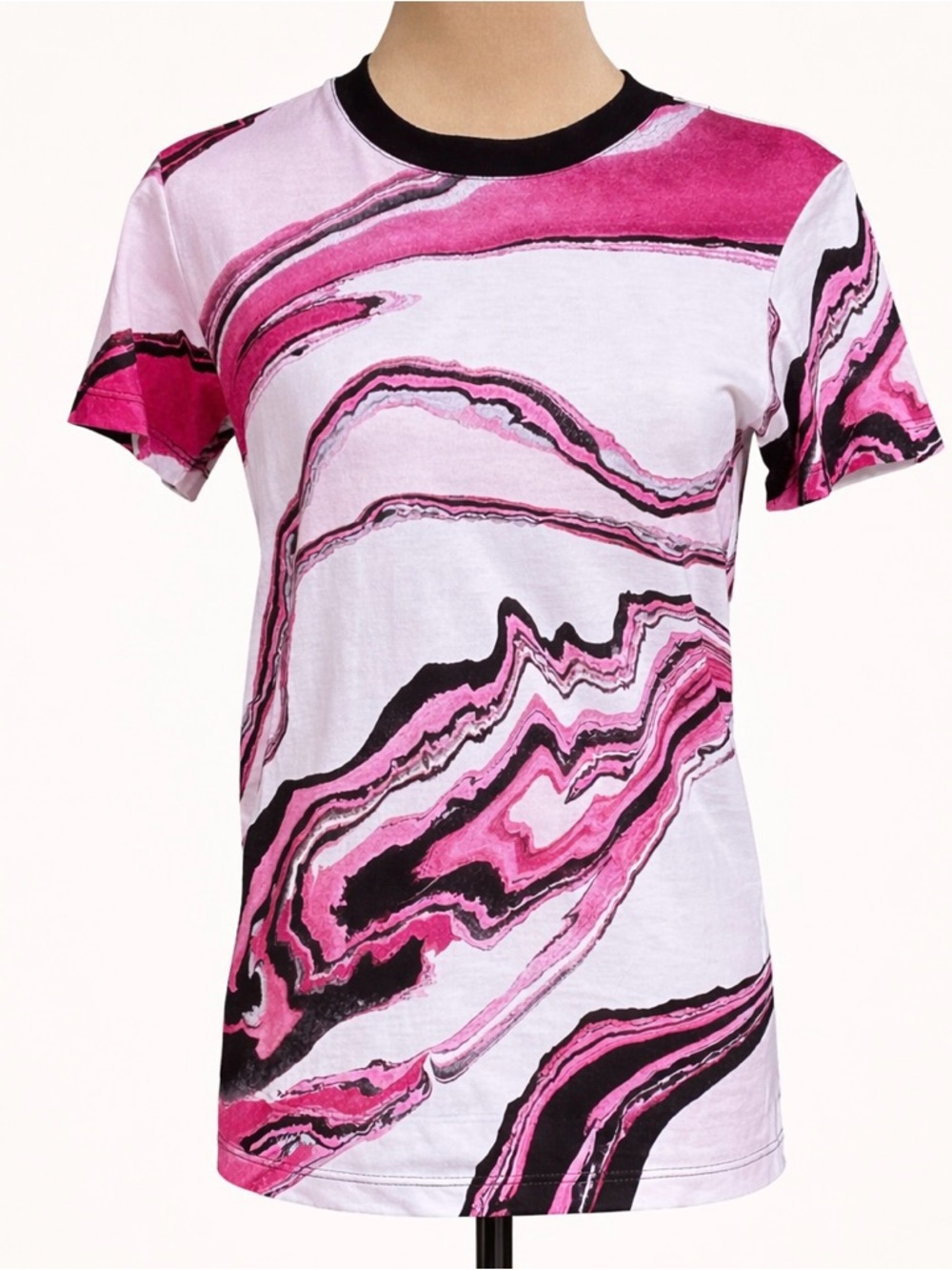 The Kooples Pink Marble Print Tee Short Sleeve Graphic Top Size 1 Small